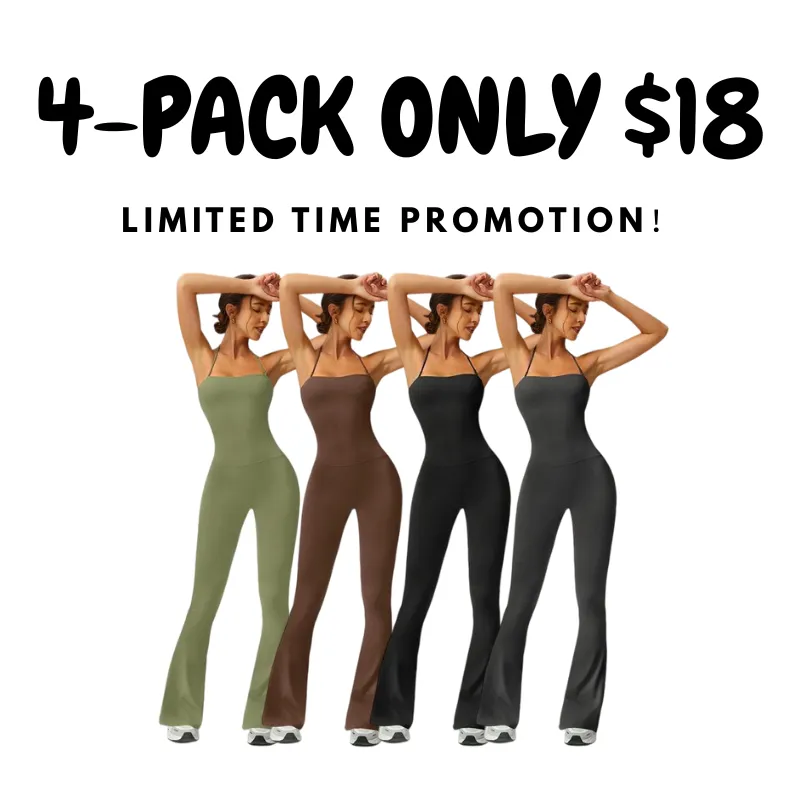 Women's Strapless Flared Yoga Jumpsuit – Fitness, Quick-Dry, Peach Hip Bodysuit