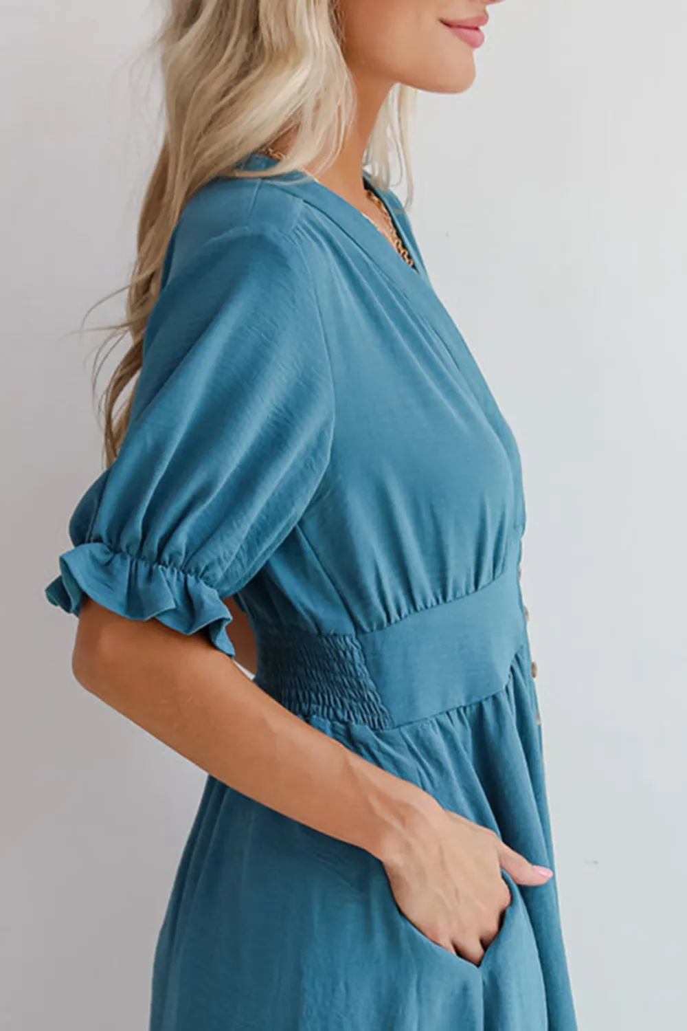 Exceptionally Graceful Teal Midi Dress