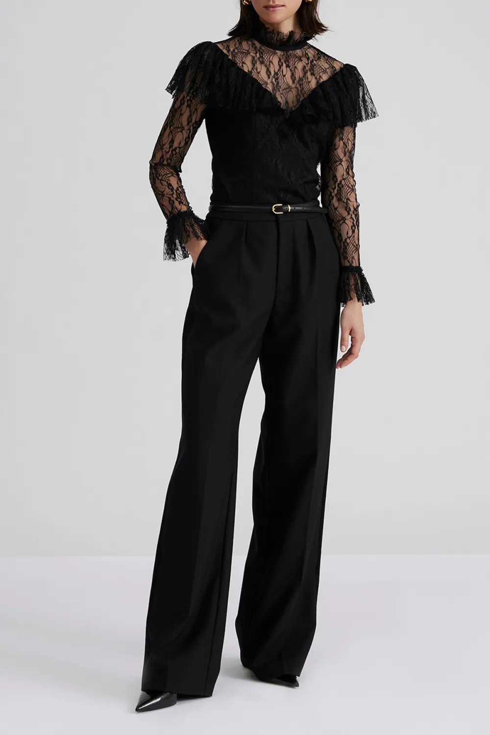 Ruffled Waist Tailored Trousers