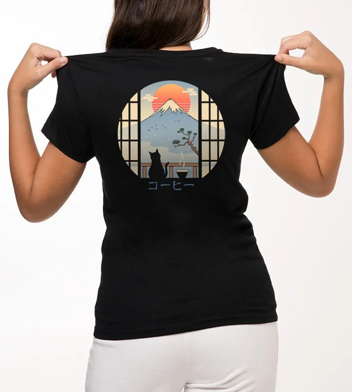 Cat And Scenery Graphic Unisex T-Shirt