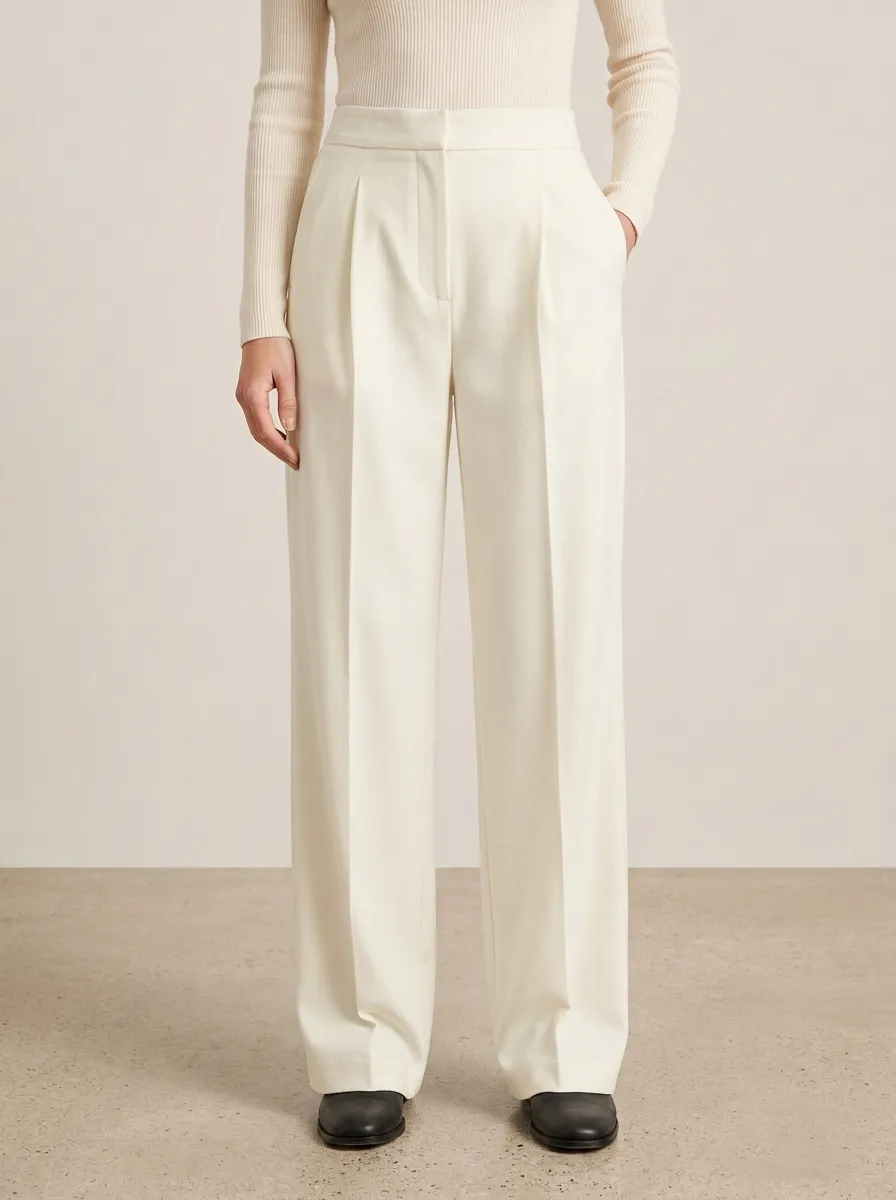 Tailored Look Pleated Wide-Leg Trousers