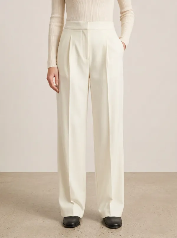 Tailored Look Pleated Wide-Leg Trousers