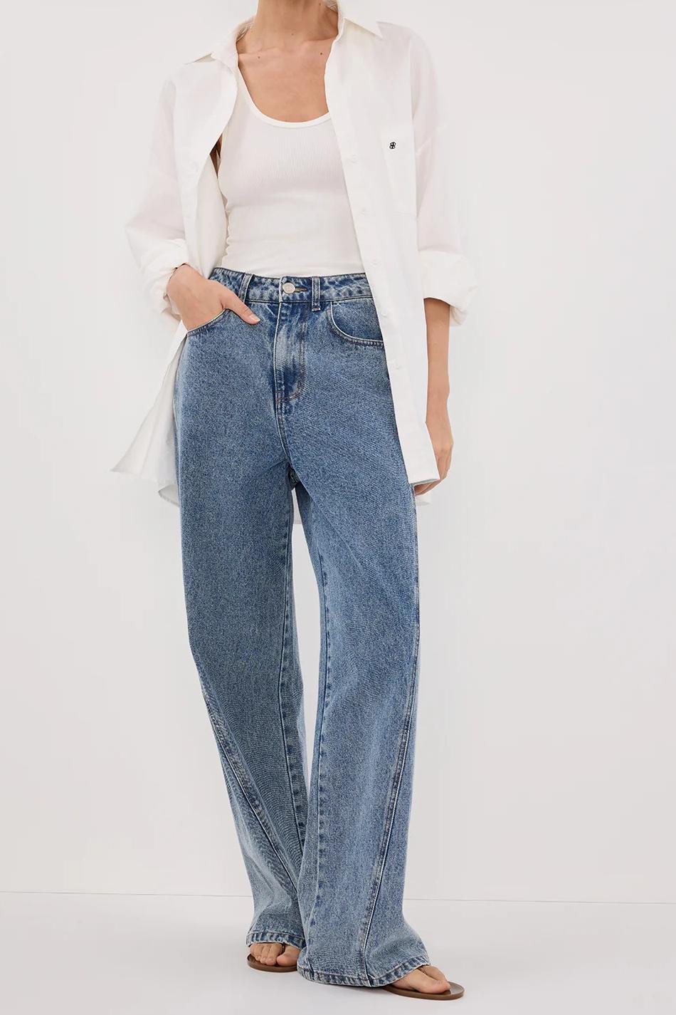 MID BLUE WIDE LEG JEAN