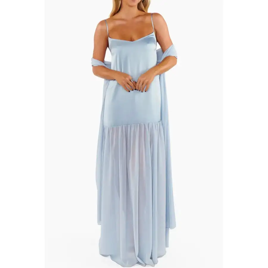 Adjustable Strap Maxi Cami Dress with Scarf