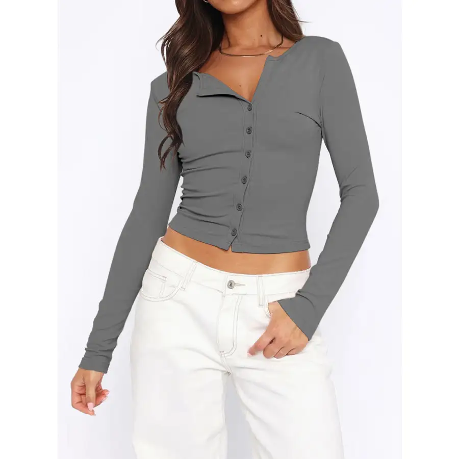 Button Down Long Sleeve Top