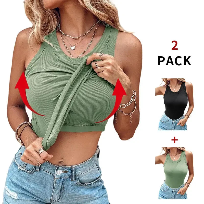 Built-in Bra Tank Top Ribbed Backless Women's Outdoor Top