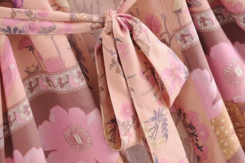 Floral Print Bat Sleeve Kimono Dress