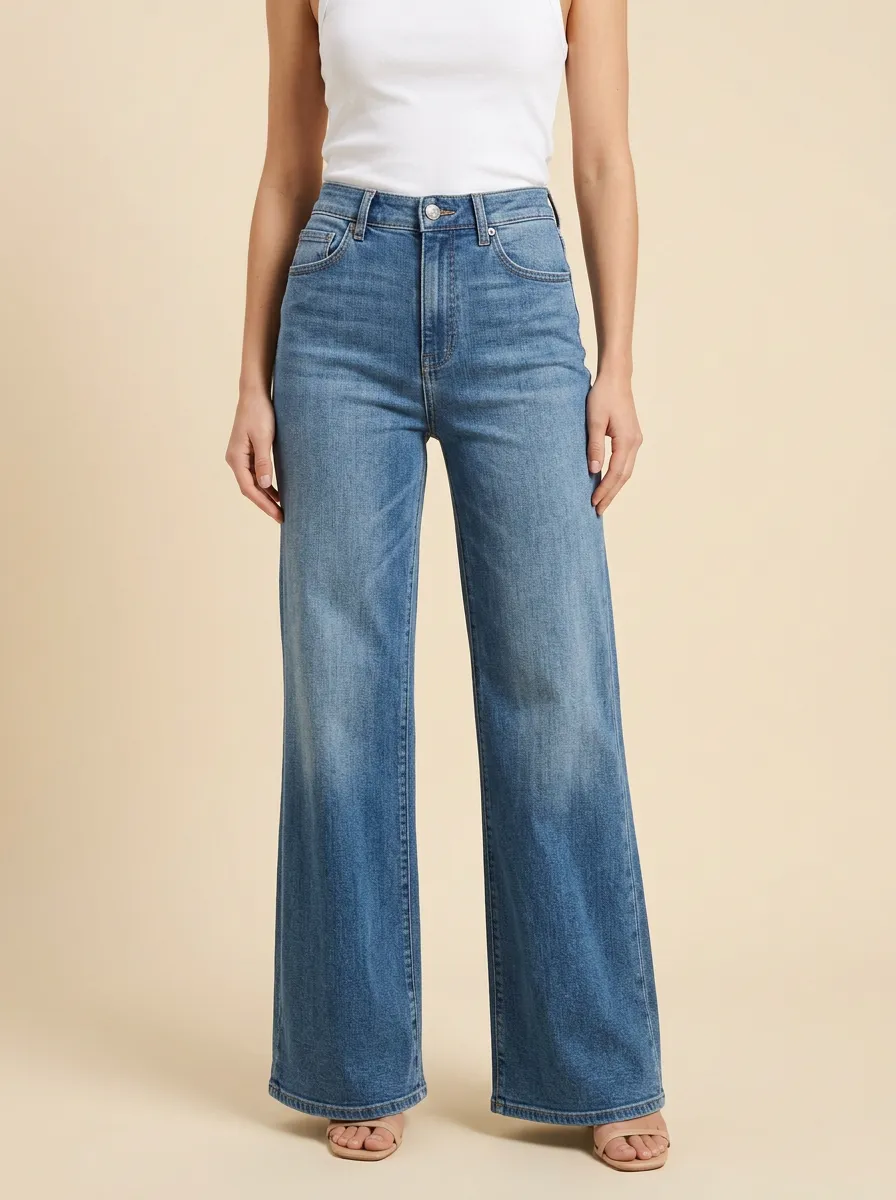 Women's High-Waisted Wide-Leg Denim Jeans