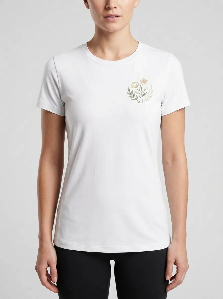 Women's Minimal Floral Graphic Paneled T-Shirt