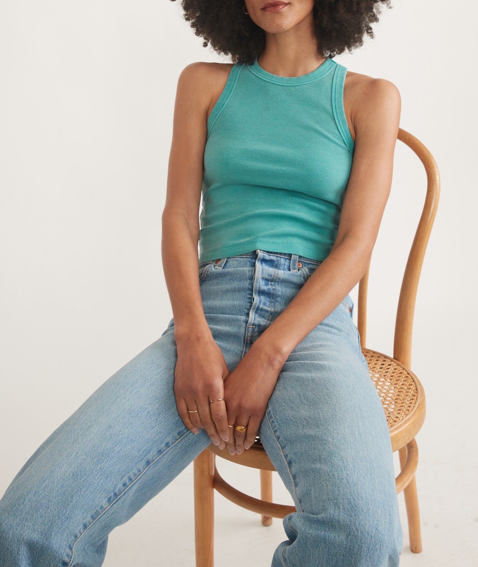 Turquoise Textured Crop Tank