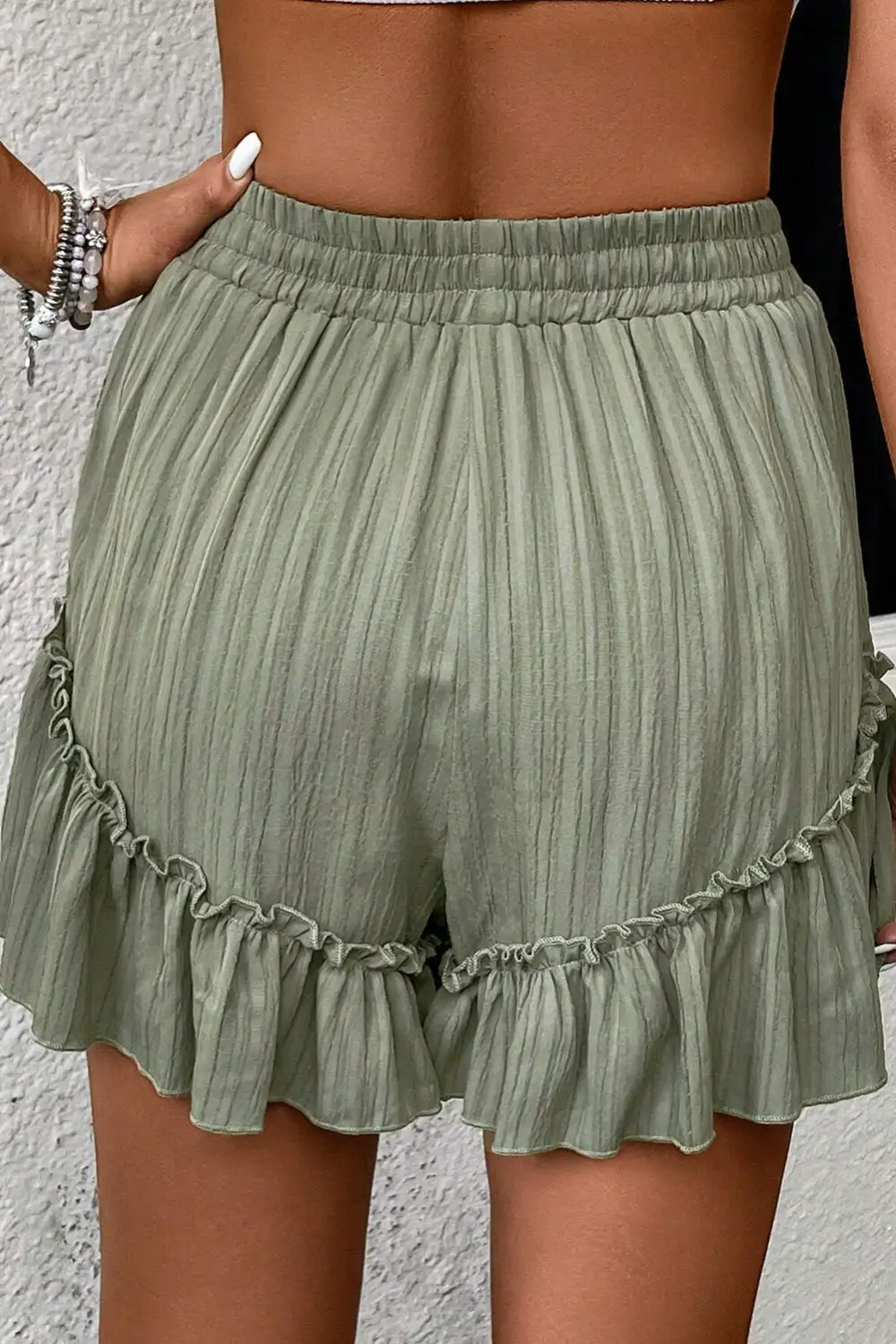 Ruffle Trim High Waist Casual Shorts