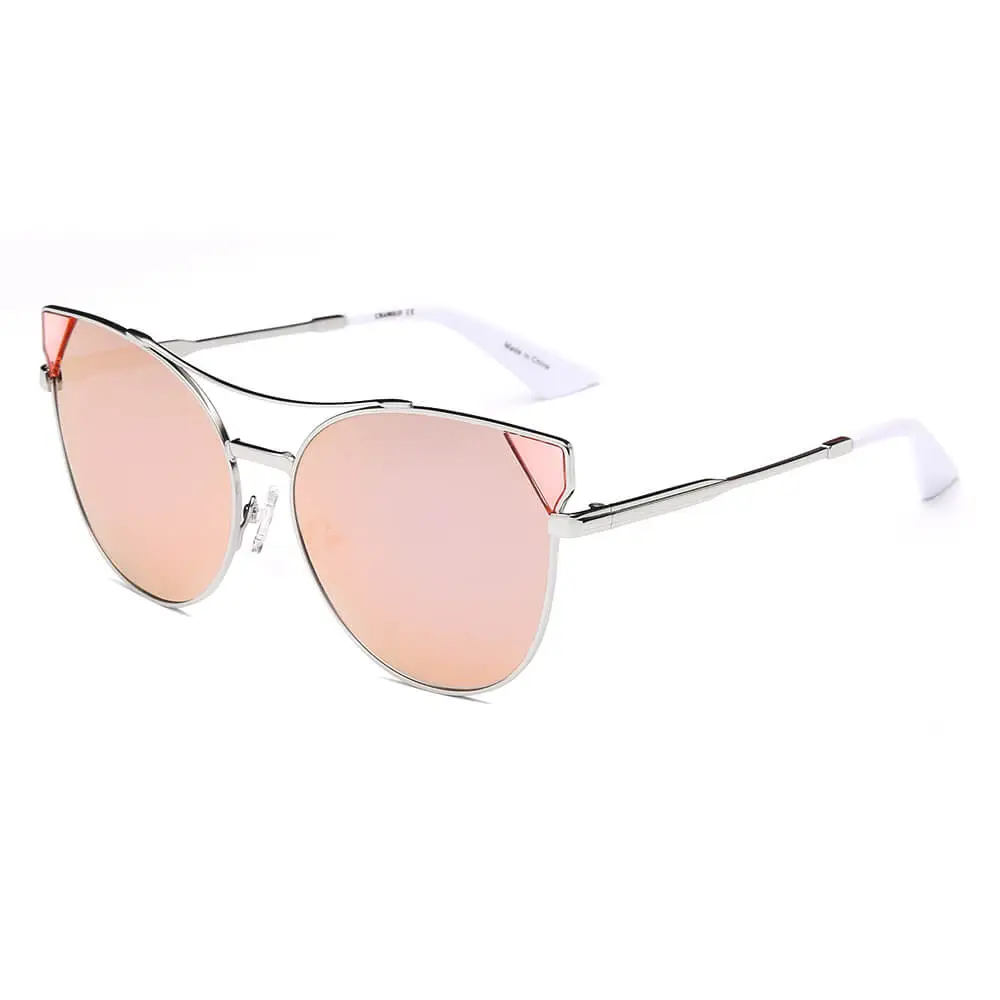 Round Cat-Eye Mirrored Sunglasses