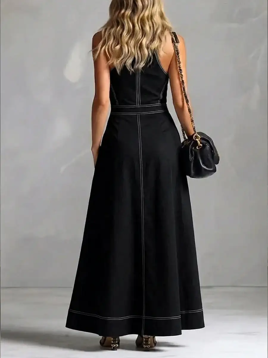High Pleated Maxi Dress