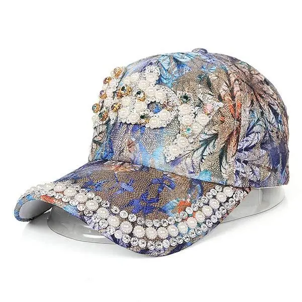 Women'S Colorful Rhinestone Print Floral Baseball Cap 64634191C