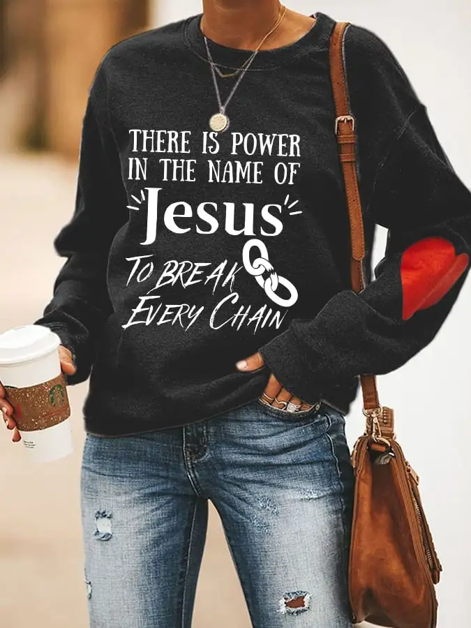 Women's There is Power in the Name of Jesus Casual Letter Print Sweatshirt