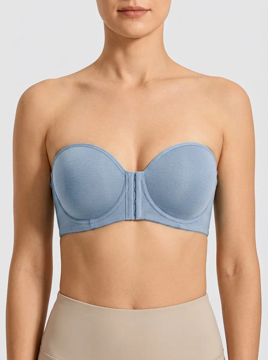 Women's Tonal-Stitch Molded-Cup Front-Closure Strapless Bra