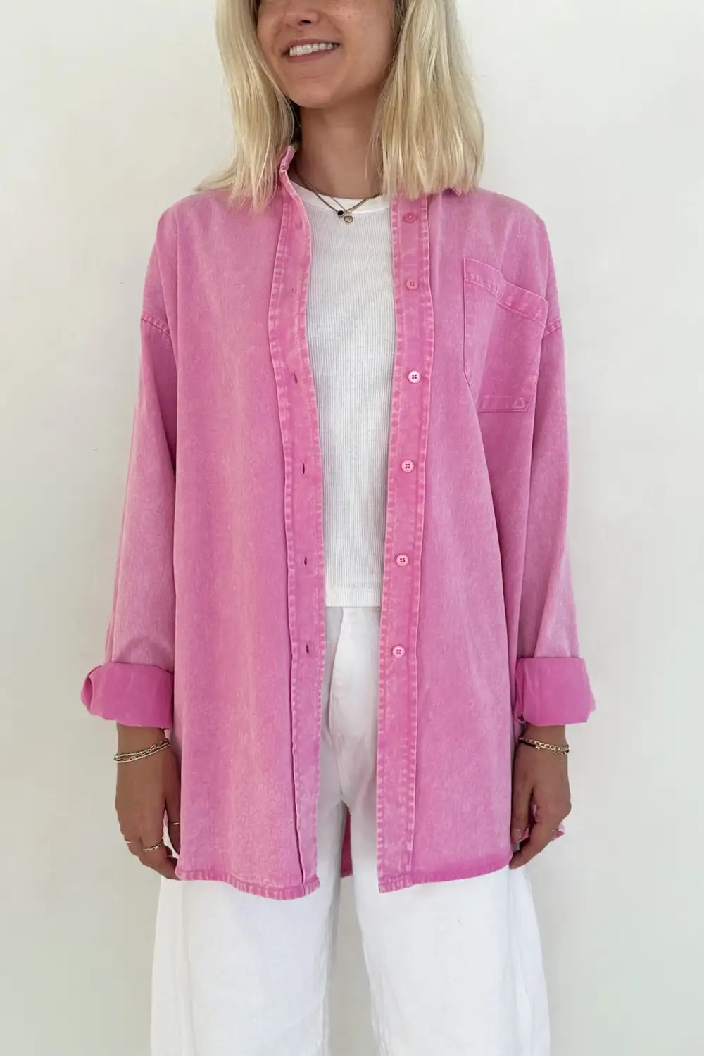 Smooth Fit Denim Oversized Shirt