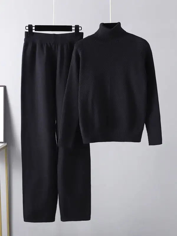 Long Sleeve Relaxed Mock Neck Sweater And Pants Set