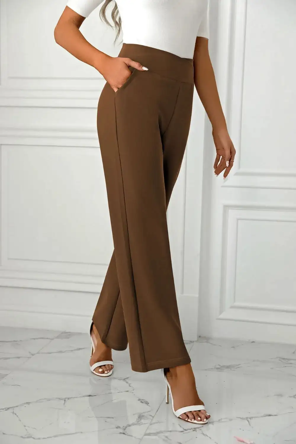 Flowy High Waist Straight Leg Pants