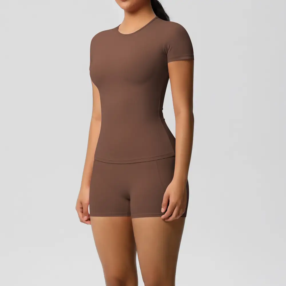 Brushed Short-Sleeve Top, Trousers and Shorts Active Set