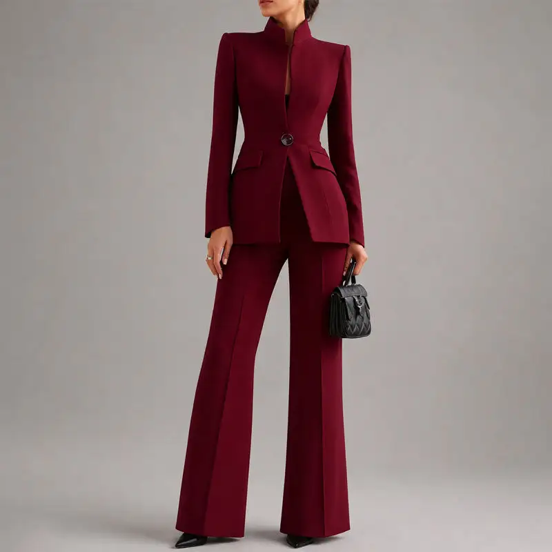 Women's Tailored High-Neck Pant Suit Set