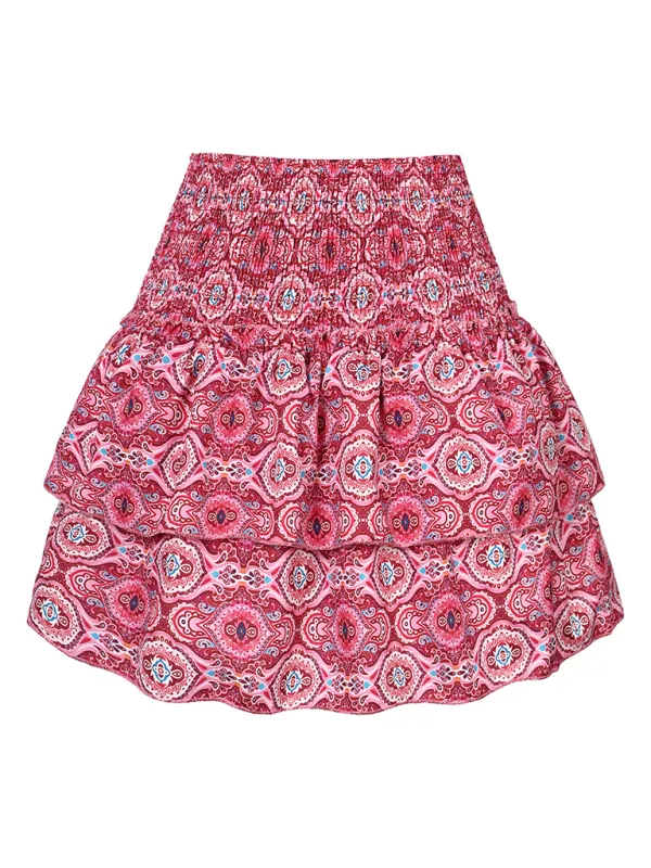 Pleated Ruffle Trim Skirt