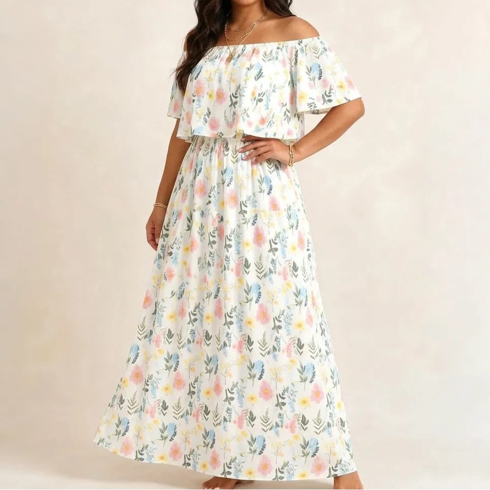 Pocket Floral Off Maxi Dress