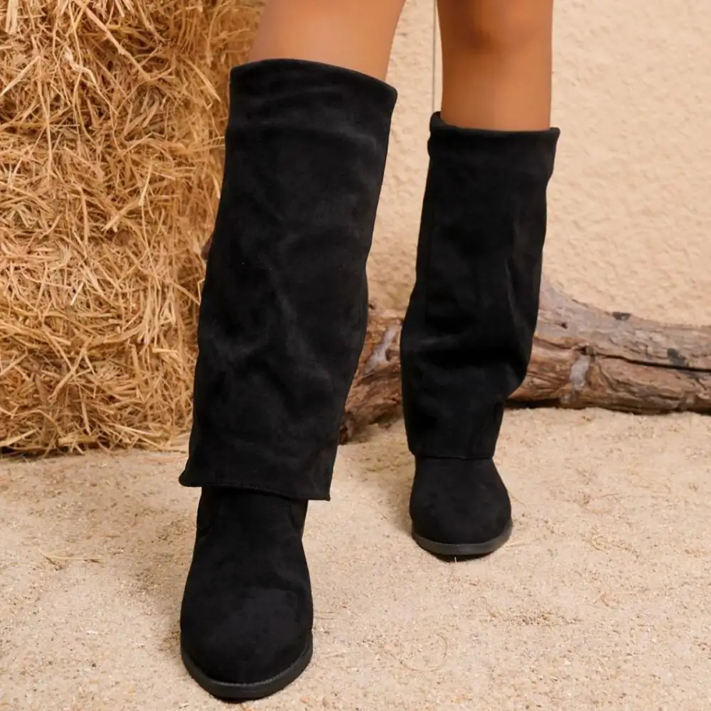 Point Toe Block Heels Boots