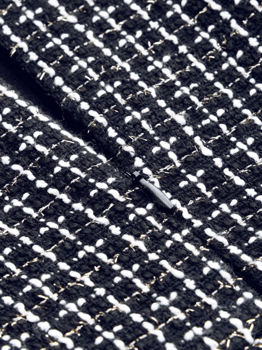 Tweed U-Neckline Solid Mini Dress