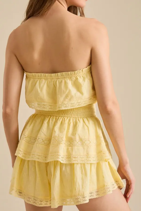 Yellow Strapless Romper