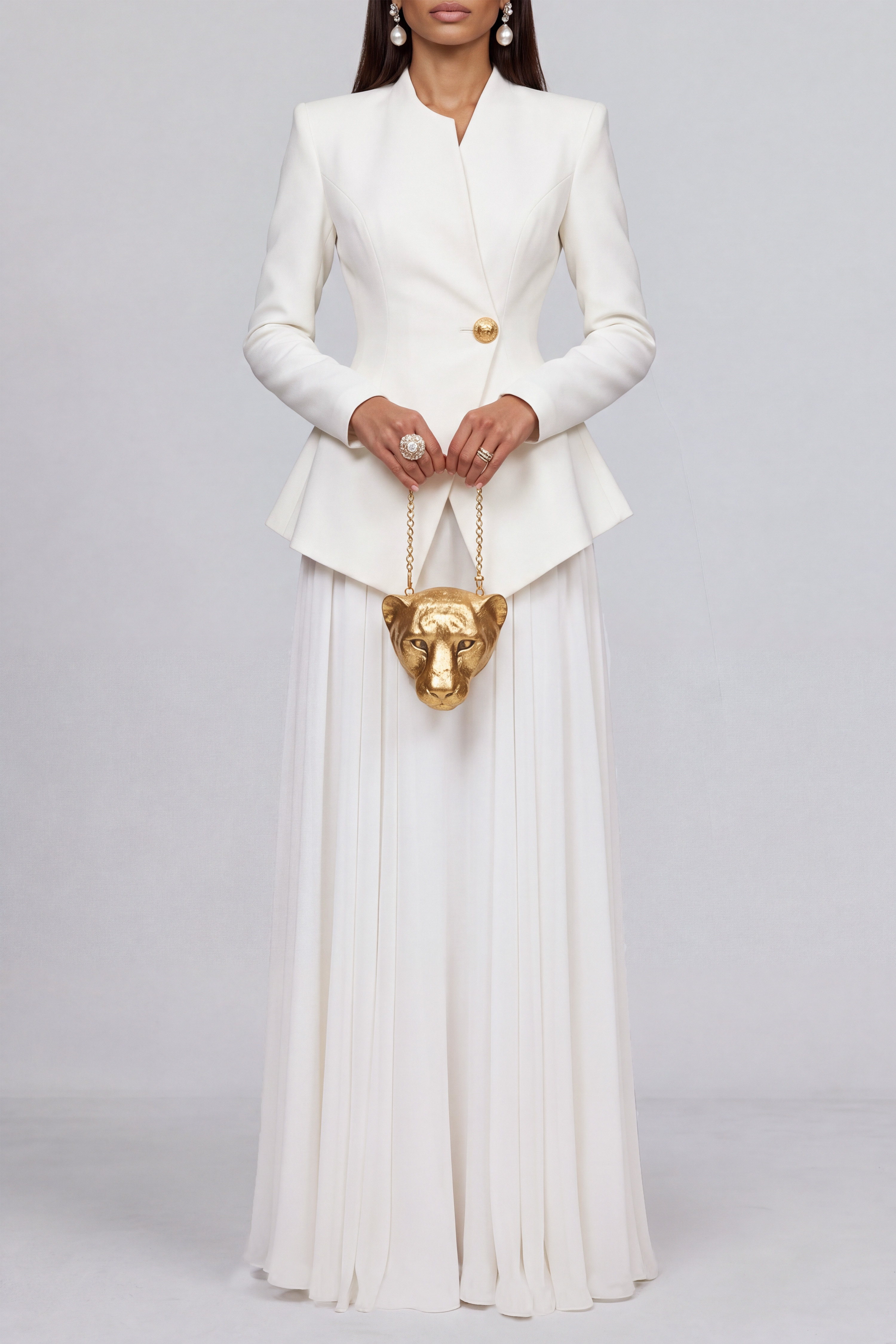 Long Sleeve Button Front Matching Skirt Set