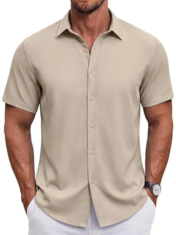 S Short Sleeve Casual Button-Down Shirt