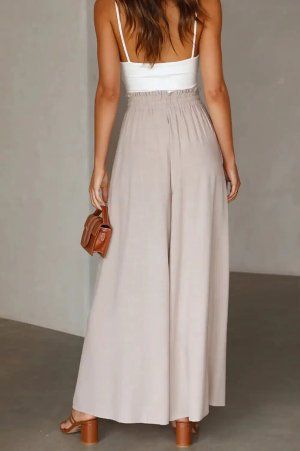 Elastic Waist Printed Wide Leg Pants