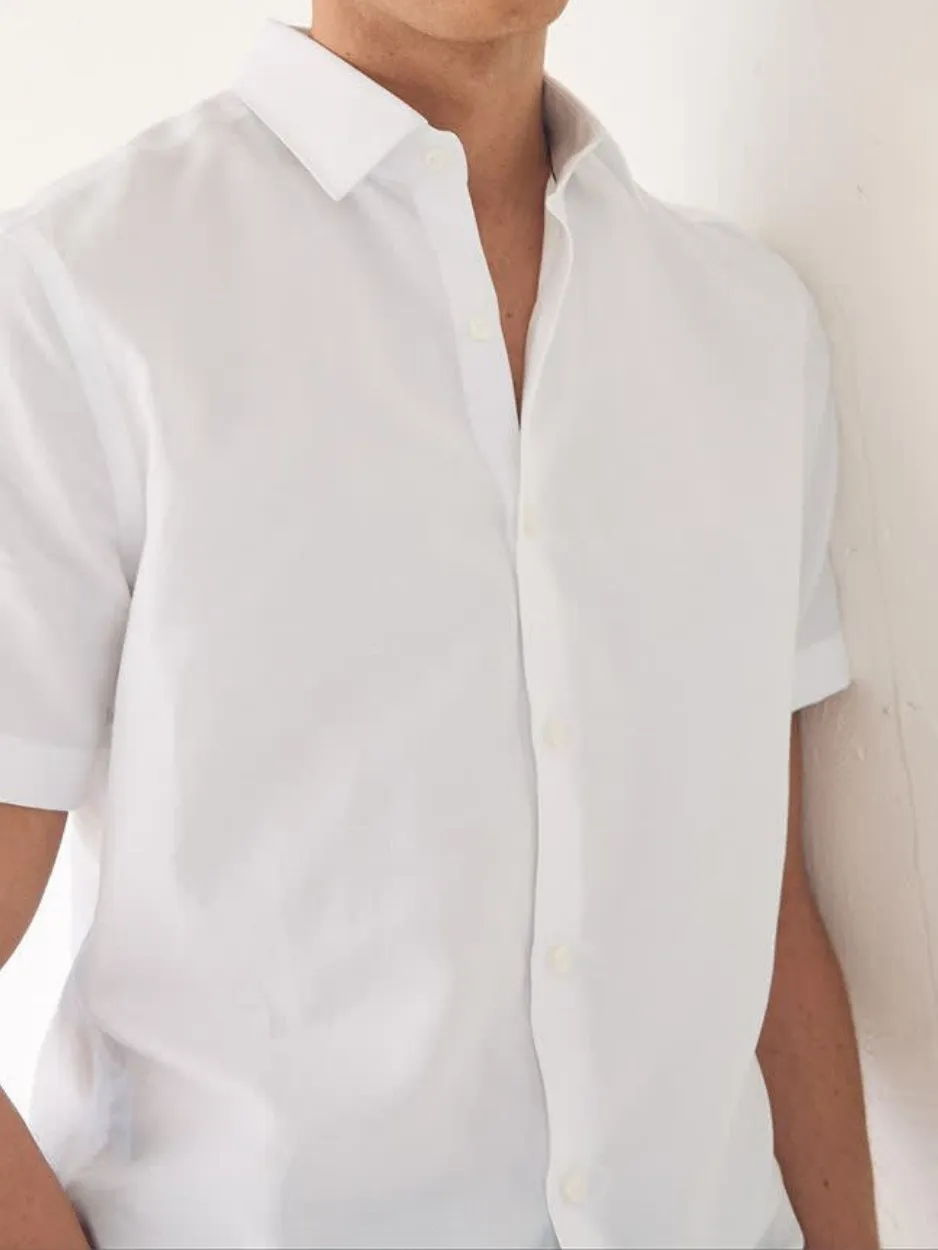 Bright White Casual Style Short-Sleeve Shirt