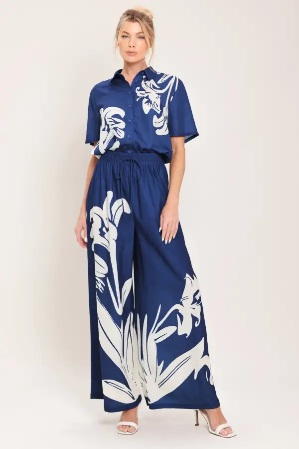 Sequin Wide Leg Elastic Waist Pants