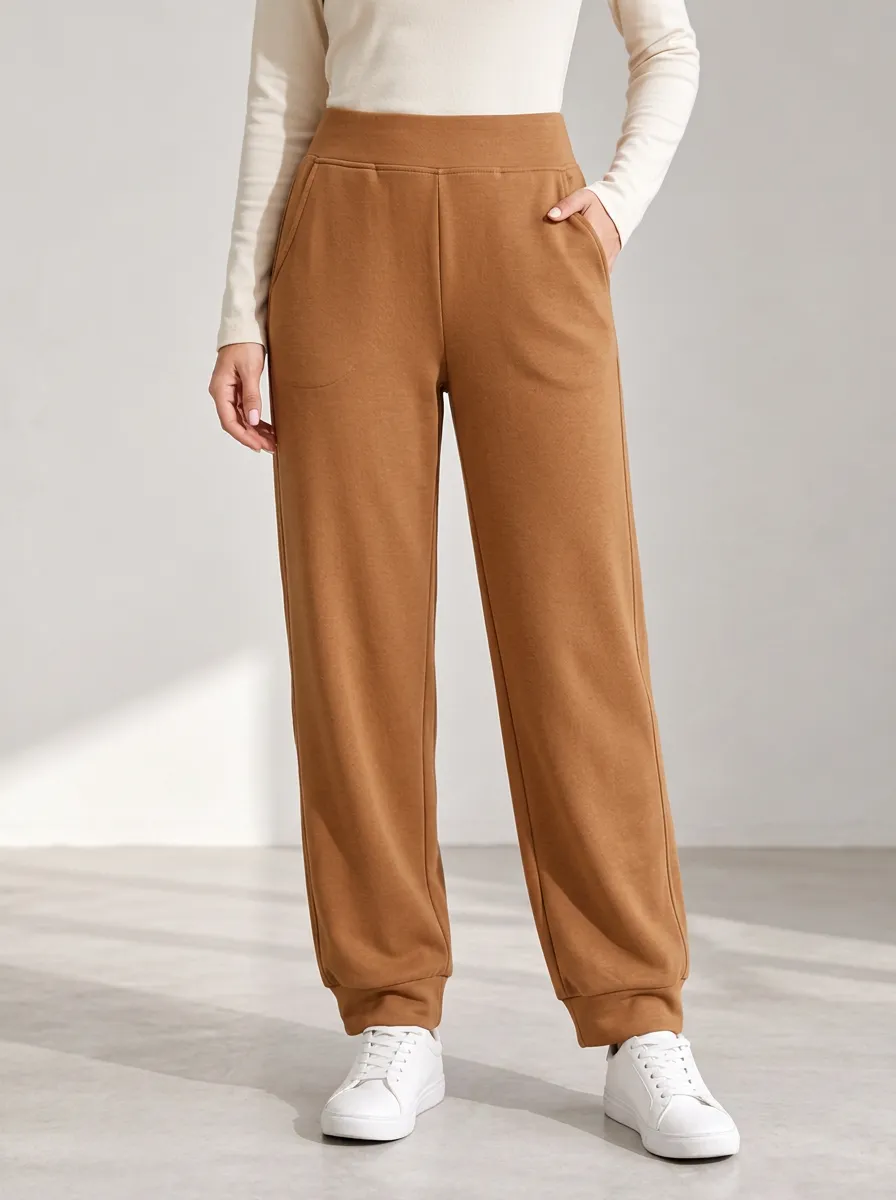 Women's Brown High Waist Joggers