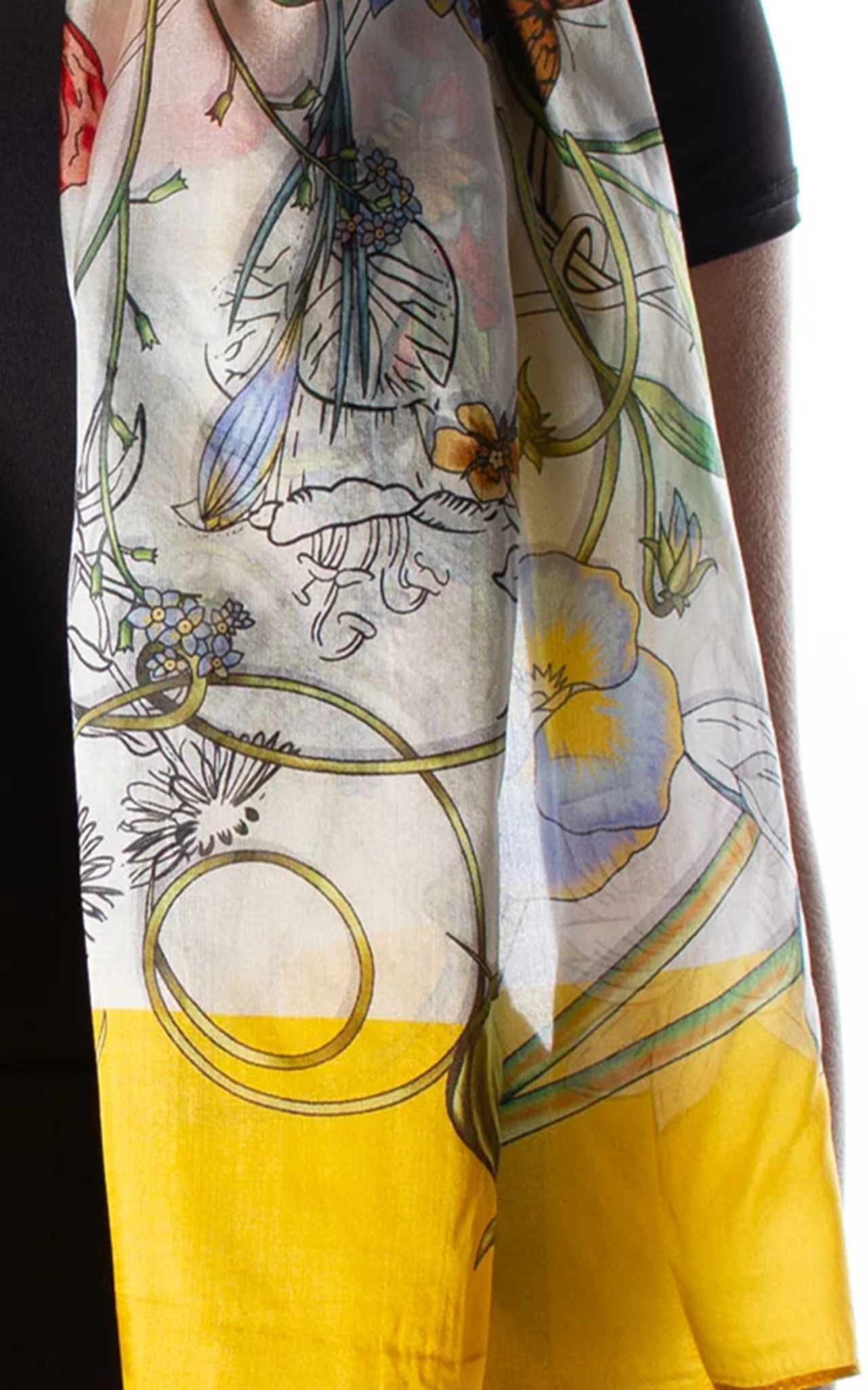 Artistic Pastoral Print Yellow Women's Scarf