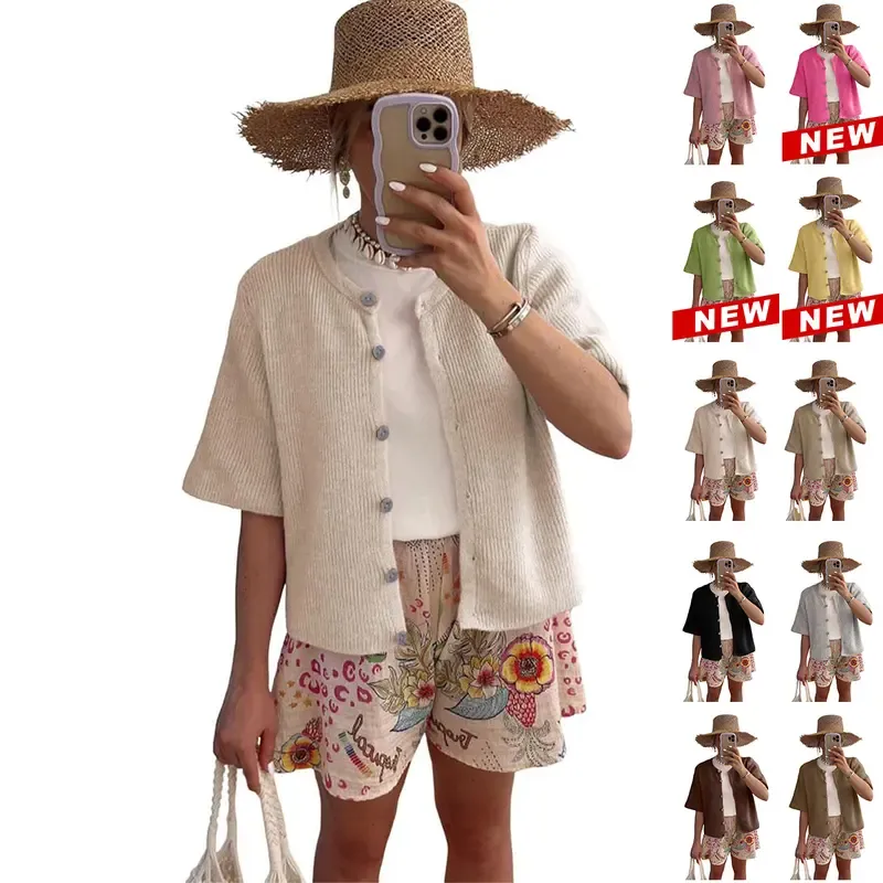 Women's Short-Sleeve Cardigan Sweater🔥10-Pack -Only $24