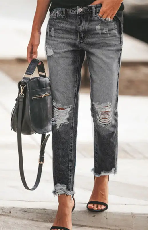 Distressed Ripped Denim Jeans