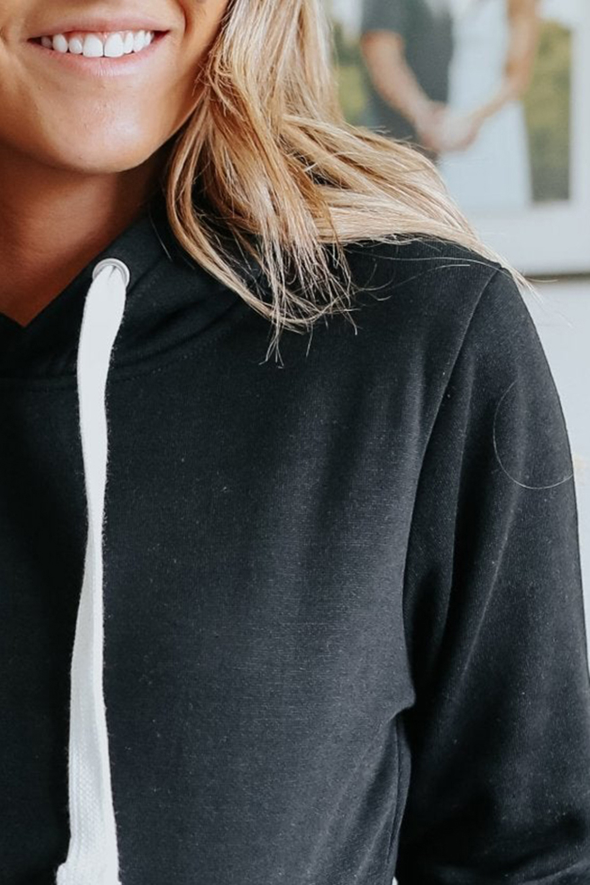 Drawstring Black Fleece Hoodie