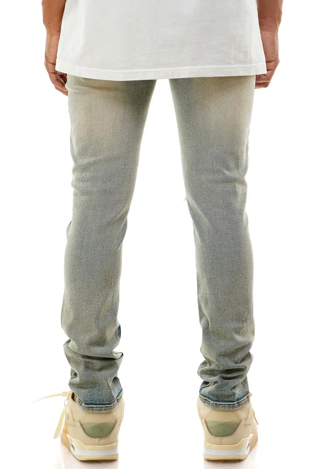 Men's Relaxed Skinny Distressed Patchwork Jeans