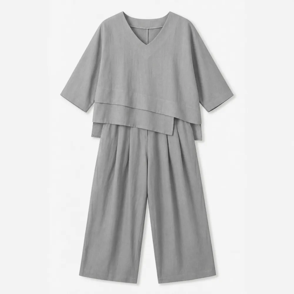 Asymmetric Two Piece Pants Set