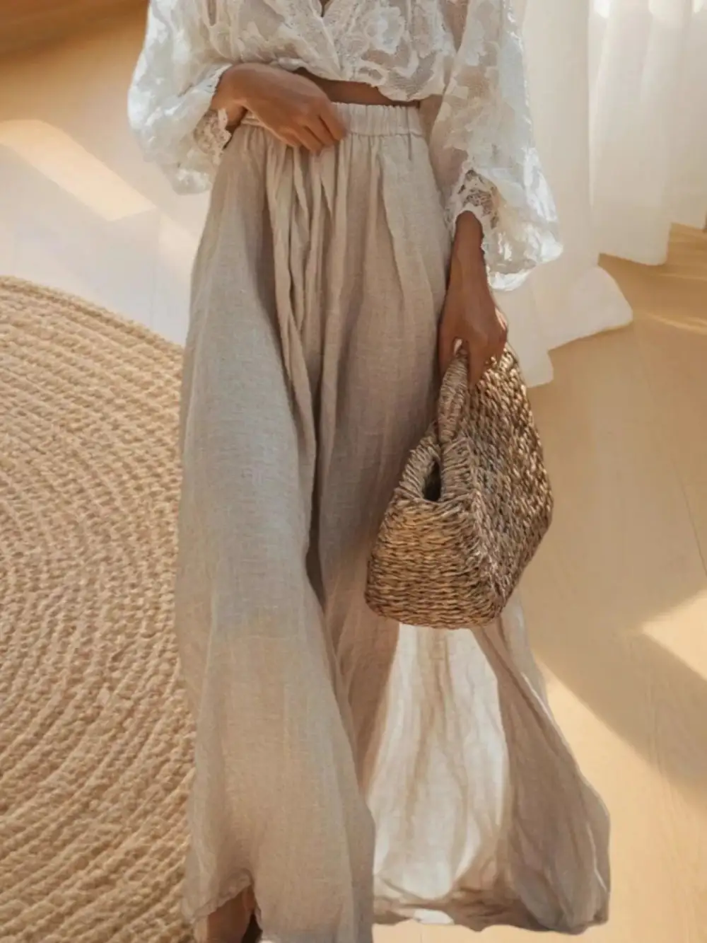 Classic Lace Long Sleeve Top and Skirt Set