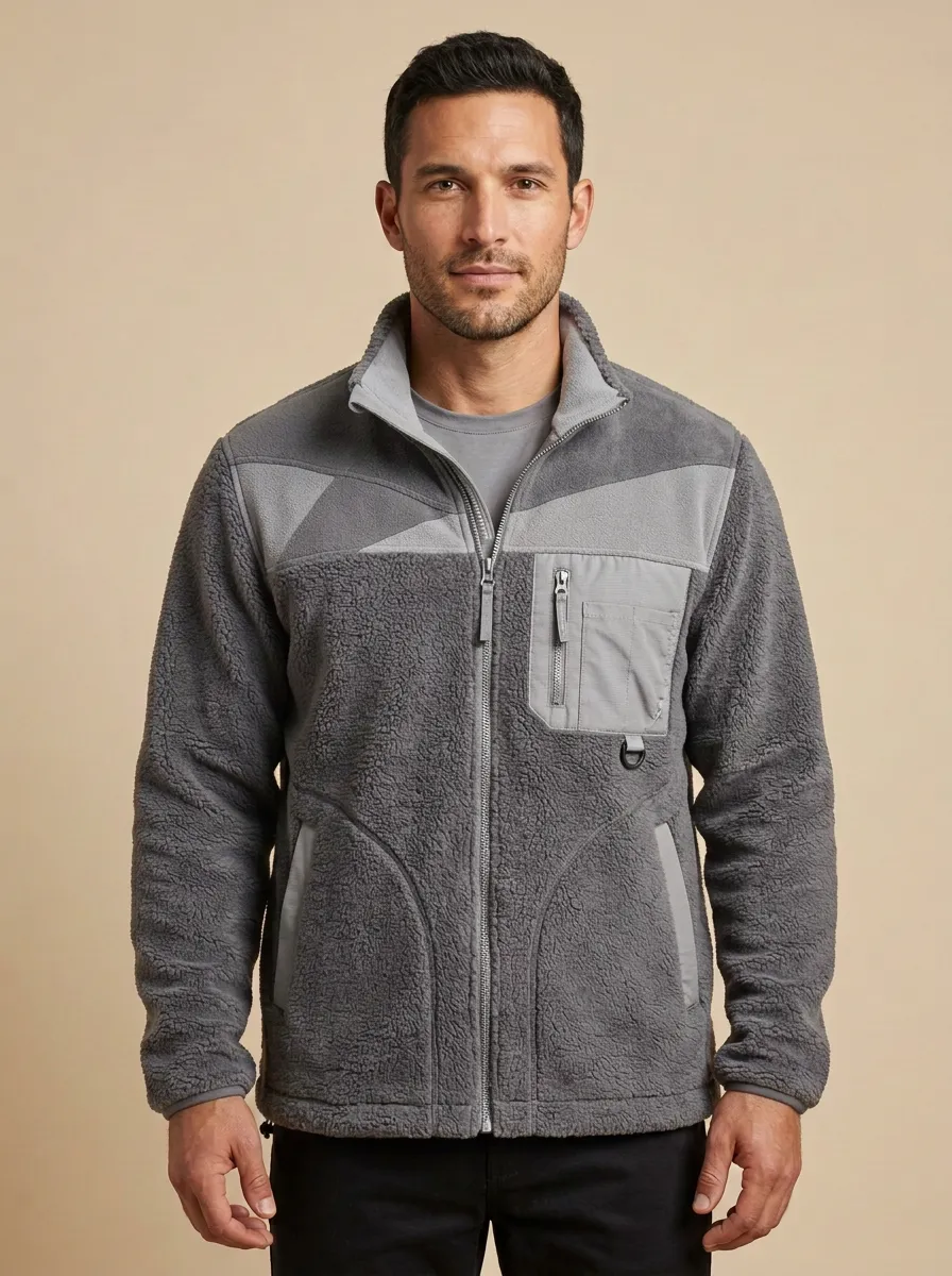 Tactical Colorblock Sherpa Fleece Jacket