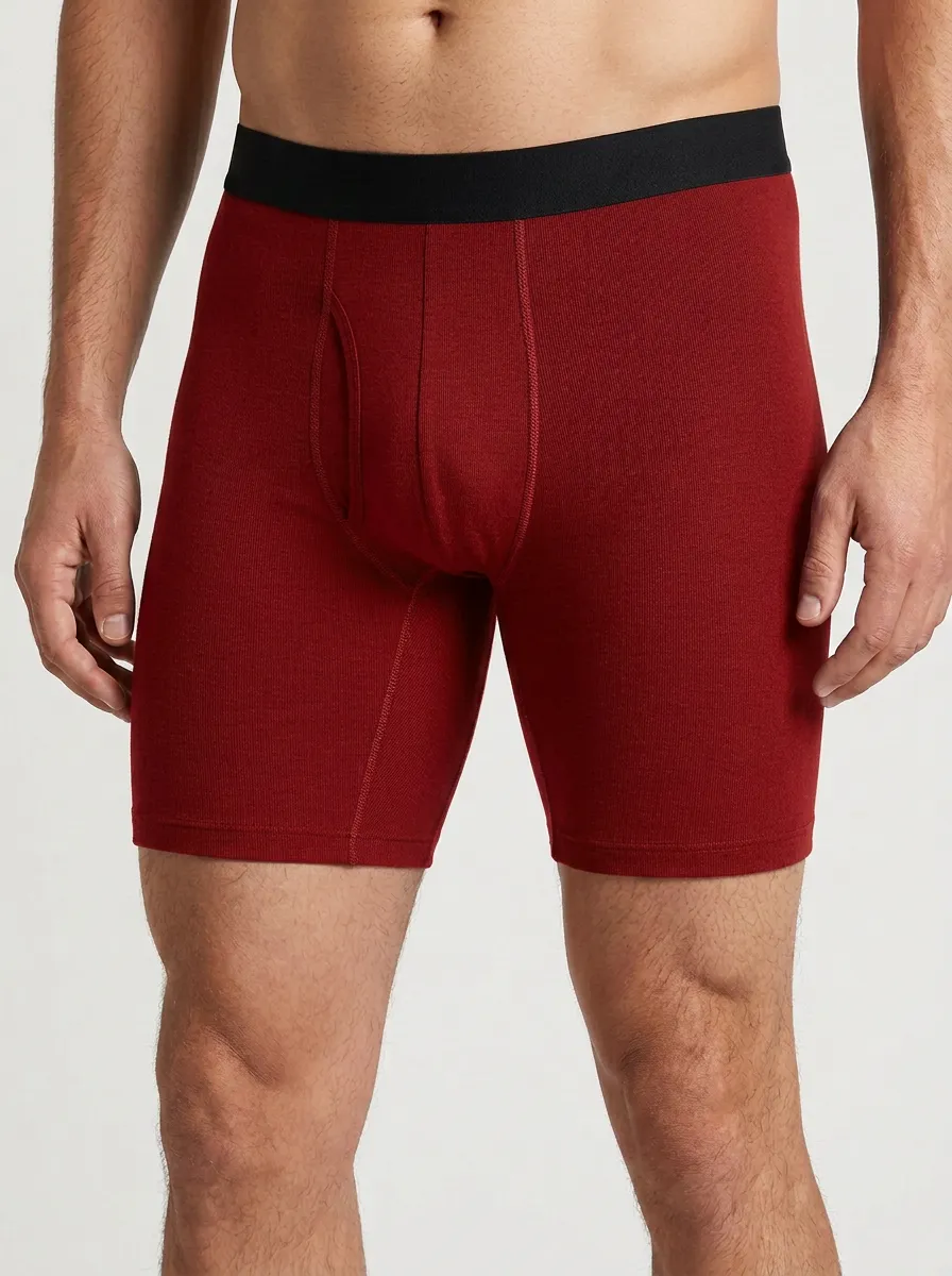 Men's Solid Charcoal Ribbed Printed Boxer Briefs