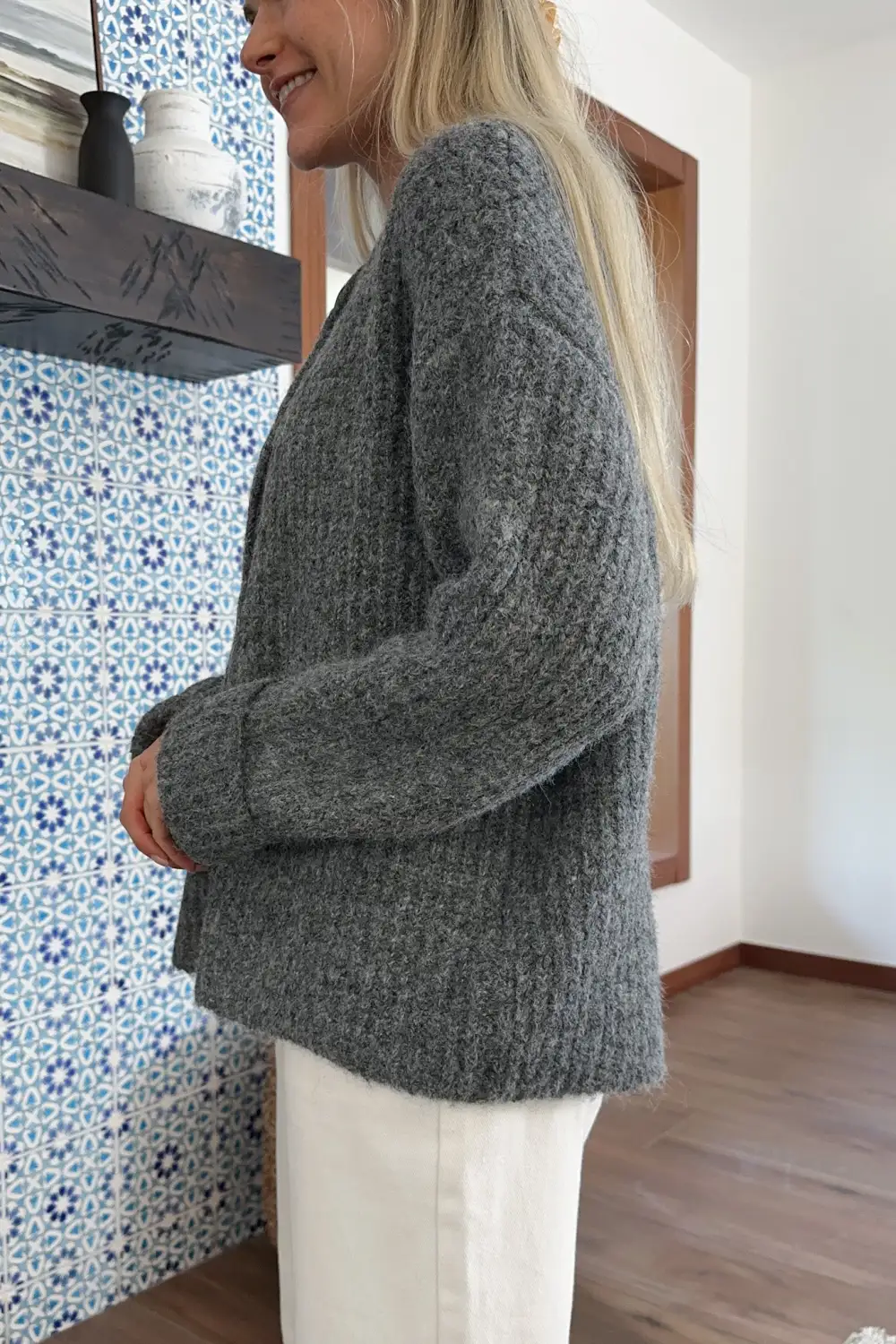 Textured Soft Button Front Cardigan