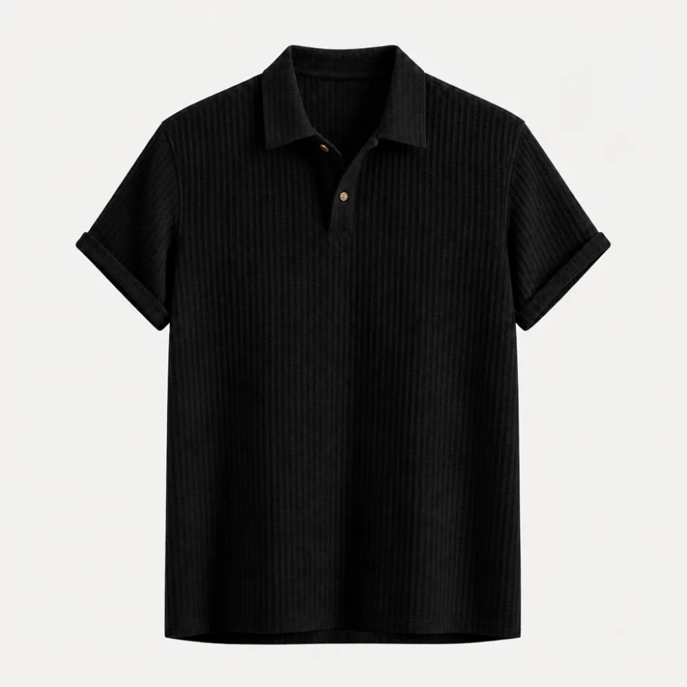 Men’s Waffle Textured Short Sleeve Polo Shirt