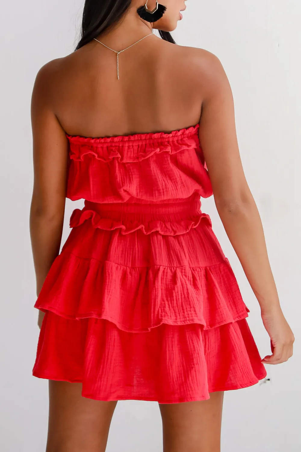 Casual Linen Strapless Mini Dress