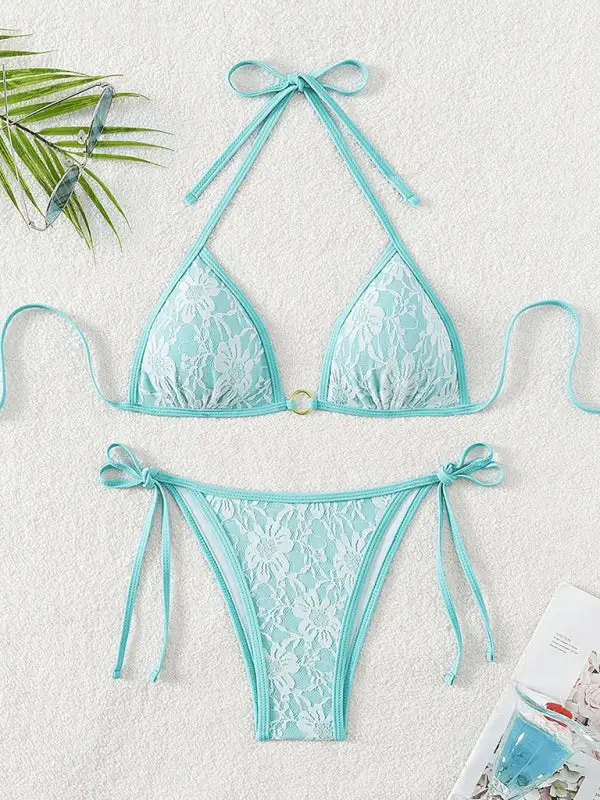 Backless Lace Bikini Swim Set