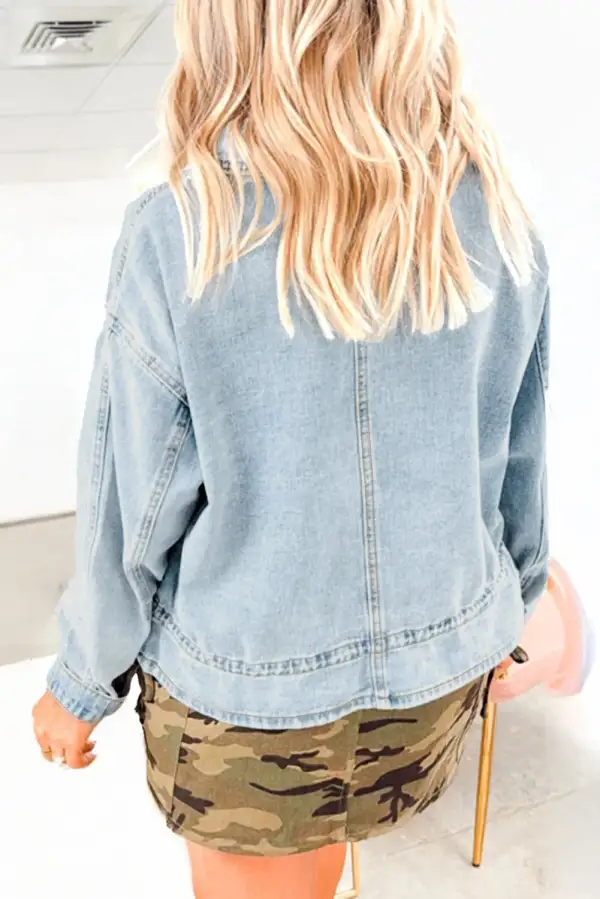 Draw Cord Hem Wash Denim Jacket